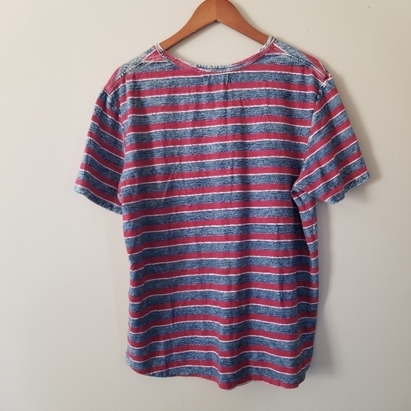The West is Dead Indigo & Red Striped Cotton Short Sleeve Tee Shirt Size Large - Picture 7 of 9